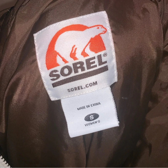 Sorel Cream Brown Winter Hooded Jacket Down Filled S - Picture 3 of 13